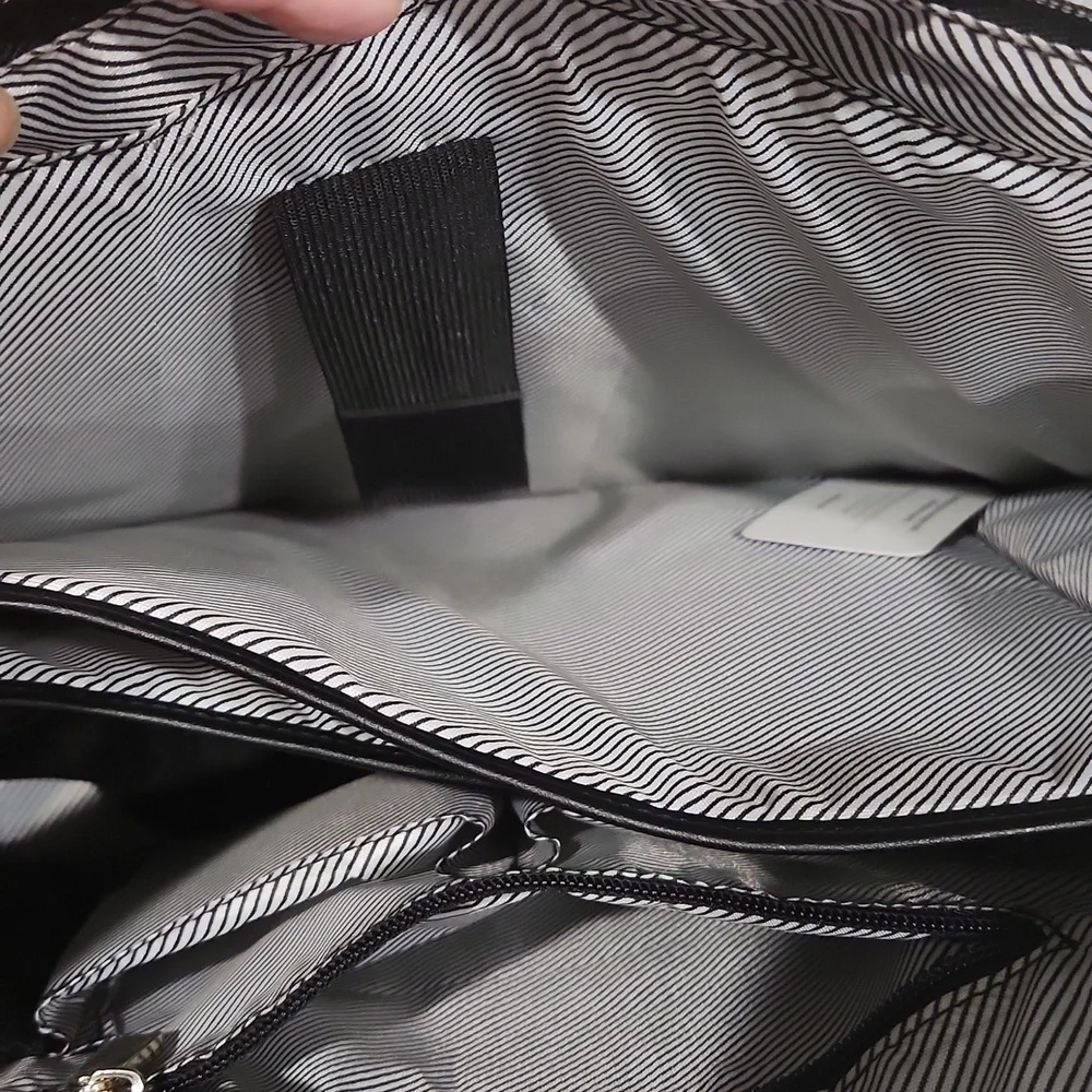 Kenneth Cole Black Quilted Chevron Laptop Travel Work Tote Bag NEVER USED